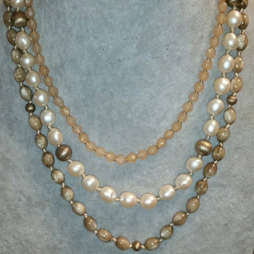 Monet Gold, Multi-Strand, Hand Knotted Beaded Neck - Picture 7 of 7